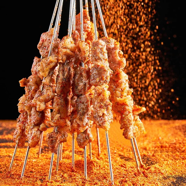 Alt view image 5 of 7 - 100 Pack 15.2" Kabob Skewers, Metal Skewers for Grilling, Stick BBQ Barbecue Skewer, Reusable Grilling Skewers Set with Portable Storage Tube for Commercial and Home Use