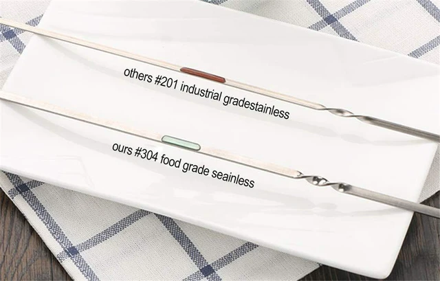 Alt view image 5 of 7 - 12PCS Kabob Skewers Flat Metal BBQ Barbecue Skewer 14" Long Stainless Steel Shish Kebob Sticks Wide Reusable Grilling Skewers Set for Meat Shrimp Chicken Vegetable, 12 Pack