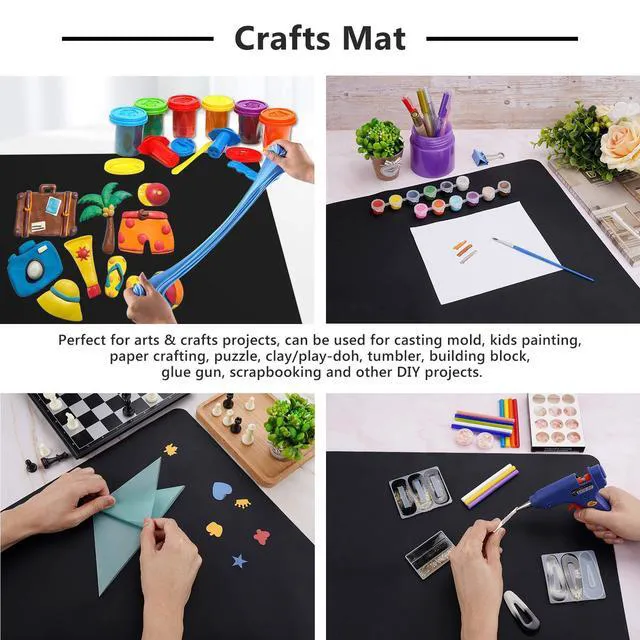 Alt view image 5 of 7 - Silicone Sheets for Crafts, 3PCS Resin Jewelry Casting Molds Mats, Multipurpose Table Cover Placemat, Counter Top Protector Pad, Nonskid Nonstick, Black(15.7 x 11.8 inches)