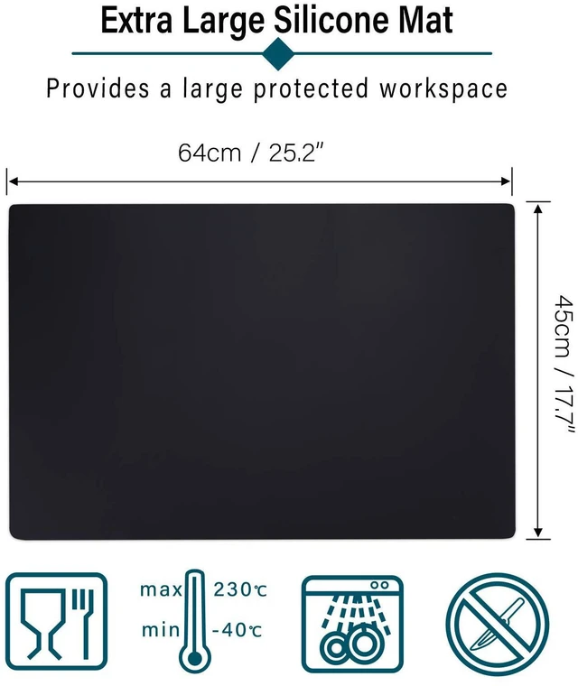 Alt view image 2 of 7 - Extra Large Silicone Mat for Craft, 25.2" x 17.7" Silicone Craft Sheet Jewelry Casting Mold, Countertop Mat, Nonskid Counter Table Protector, Multipurpose Mat, Placemat, Black