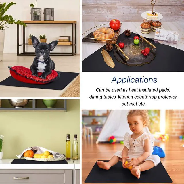 Alt view image 6 of 7 - Extra Large Silicone Mat for Craft, 25.2" x 17.7" Silicone Craft Sheet Jewelry Casting Mold, Countertop Mat, Nonskid Counter Table Protector, Multipurpose Mat, Placemat, Black