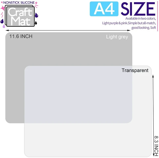 Alt view image 2 of 7 - Silicone Mats for Crafts, 2 Pcs 11.69" x 8.26" Silicone Mats for Resin, Paint Clay Play Dough Mat, DIY Arts and Crafts, Light Gray & Clear