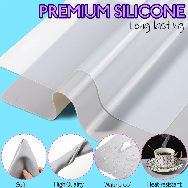 Alt view image 3 of 7 - Silicone Mats for Crafts, 2 Pcs 11.69" x 8.26" Silicone Mats for Resin, Paint Clay Play Dough Mat, DIY Arts and Crafts, Light Gray & Clear