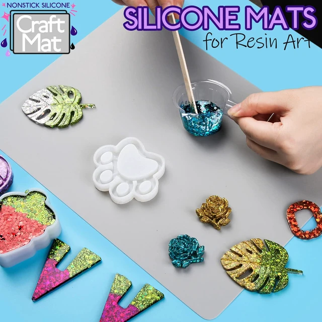 Alt view image 4 of 7 - Silicone Mats for Crafts, 2 Pcs 11.69" x 8.26" Silicone Mats for Resin, Paint Clay Play Dough Mat, DIY Arts and Crafts, Light Gray & Clear