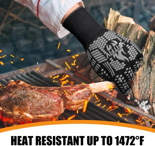 Alt view image 3 of 7 - BBQ Gloves, 1472°F Heat Resistant with Silicone Grip Oven Mitts | Non-Slip Grip, for BBQ, Grilling, Oven, Smoker, Cooking and Baking