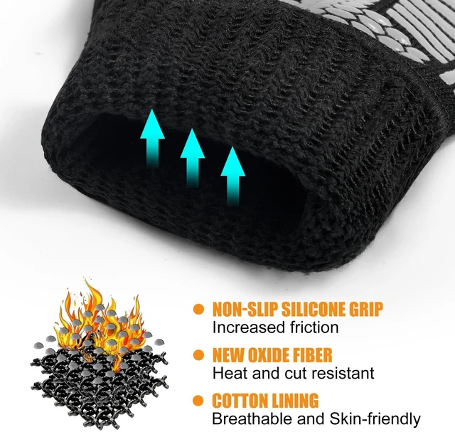 Alt view image 5 of 7 - BBQ Gloves, 1472°F Heat Resistant with Silicone Grip Oven Mitts | Non-Slip Grip, for BBQ, Grilling, Oven, Smoker, Cooking and Baking