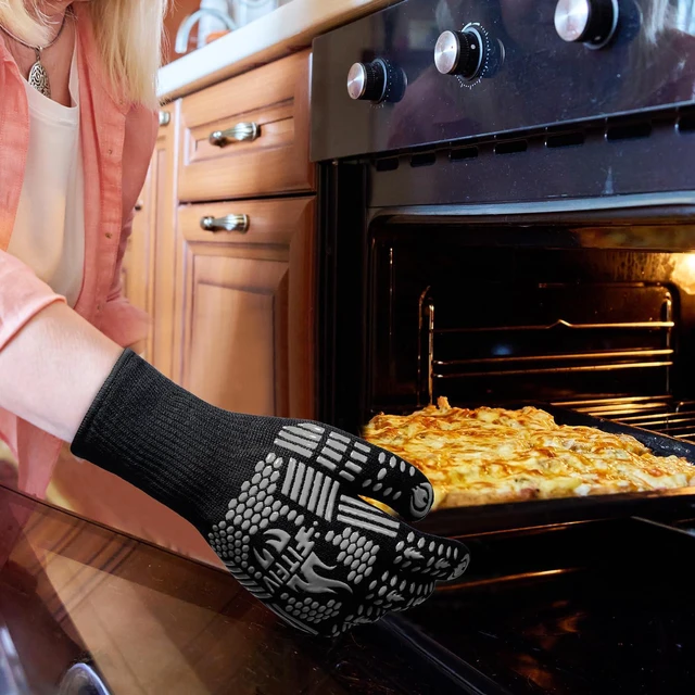 Alt view image 4 of 7 - BBQ Gloves, 1472°F Heat Resistant with Silicone Grip Oven Mitts | Non-Slip Grip, for BBQ, Grilling, Oven, Smoker, Cooking and Baking