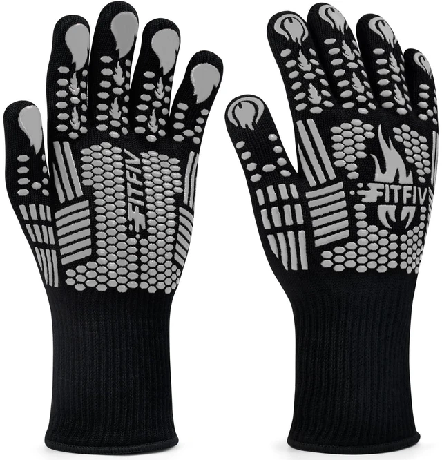 Main image of BBQ Gloves, 1472°F Heat Resistant with Silicone Grip Oven Mitts | Non-Slip Grip, for BBQ, Grilling, Oven, Smoker, Cooking and Baking