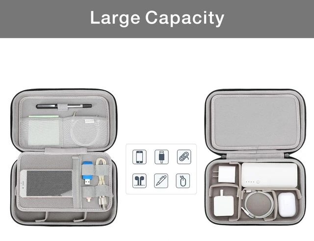 Alt view image 2 of 6 - Electronic Organizer Travel Compatible with MacBook Power Adapter | Travel Case Compatible with Magic Mouse & Pencil SD Card USB Flash Disk with 4 Modular Insert & 2 Cable Tie & Snap Hook,Black