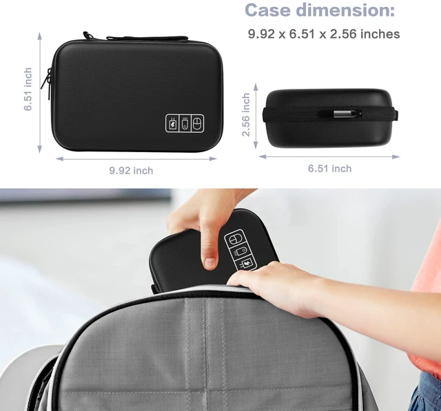 Alt view image 4 of 6 - Electronic Organizer Travel Compatible with MacBook Power Adapter | Travel Case Compatible with Magic Mouse & Pencil SD Card USB Flash Disk with 4 Modular Insert & 2 Cable Tie & Snap Hook,Black
