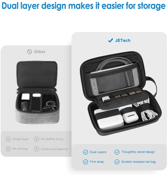 Alt view image 3 of 6 - Travel Accessories Organizer Case, Portable Electronic Pouch Gadget Bag for MacBook Power Adapter Chargers, Cables, Power Bank, Mouse, Stylus Pen, Earphone, SD Card, USB Flash Drive