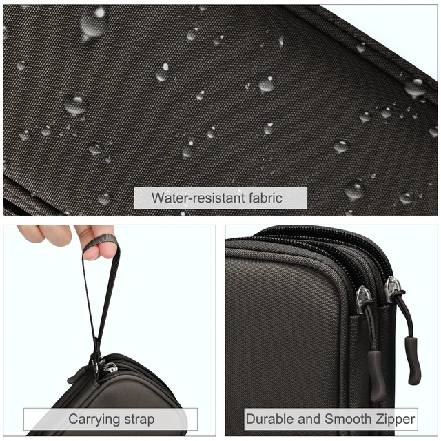 Alt view image 4 of 7 - Electronic Organizer, Travel Tech Pouch Bag, Cable Organizer Coffee | Wrist Strap, Waterproof, Double Layers Portable Electronics Travel Carrying Case for Cord, Charger, Daily Business Trips Use