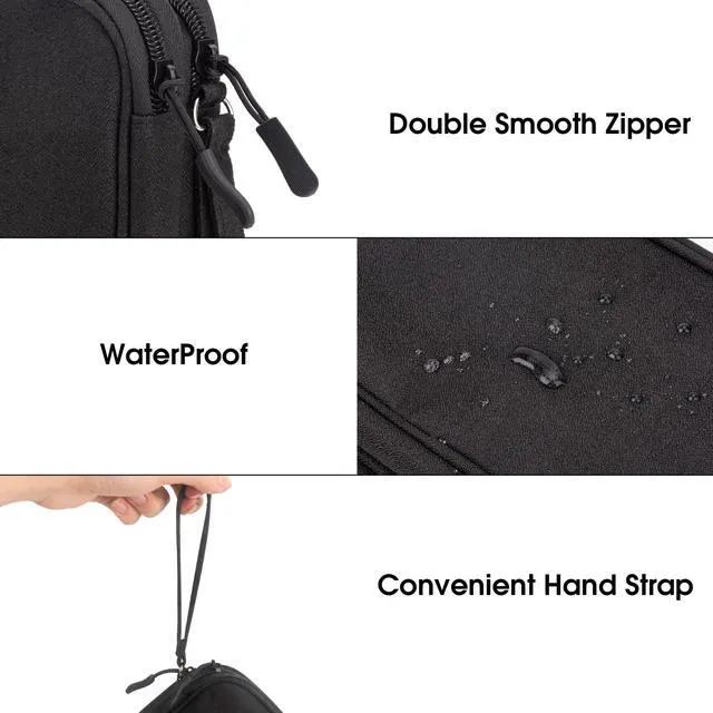 Alt view image 4 of 6 - Travel Essentials Electronic Organizer Double Layer - Black, S | Waterproof cable organizer for cords, chargers, phone & earphones. Portable travel pouch.