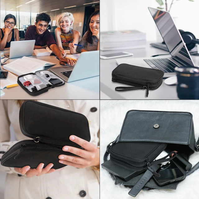 Alt view image 6 of 6 - Travel Essentials Electronic Organizer Double Layer - Black, S | Waterproof cable organizer for cords, chargers, phone & earphones. Portable travel pouch.