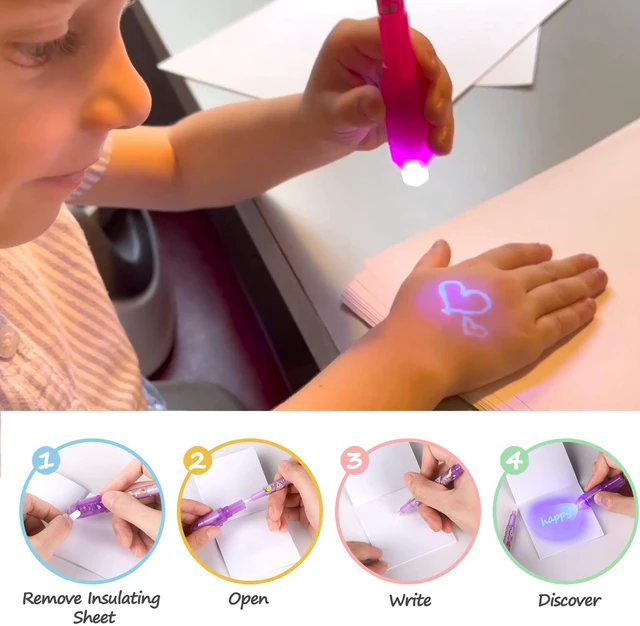 Alt view image 4 of 6 - Invisible Ink Pen for Kids, Birthday Party Favors for Girls Boys, Spy Pens with UV Light Secret Message Magic Markers, Goody Bag Stuffers Toys for 4-12 Year Old Girls Boys Gift (8PCS)