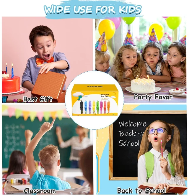 Alt view image 6 of 6 - Invisible Ink Pen for Kids, Birthday Party Favors for Girls Boys, Spy Pens with UV Light Secret Message Magic Markers, Goody Bag Stuffers Toys for 4-12 Year Old Girls Boys Gift (8PCS)