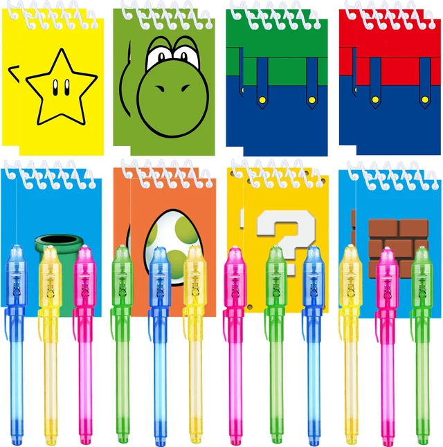 Main image of 24 Pcs Super Bros Party Favors | Set of 12 Invisible Ink Pen and 12 Super Bros Mini Notepads | Gift Bag Stuffers for Super Bros Party Supplies