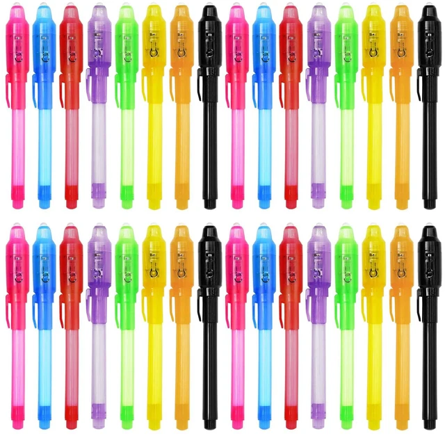 Main image of 32 Pack Invisible Ink Pens with UV Light, 8 Colors Glow Secret Message Writing Detective Party Favors, Birthday Christmas Halloween Goodie Bag Stuffers Classroom Prizes School Supplies