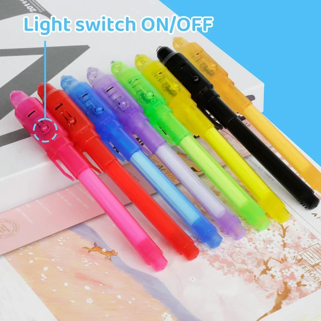 Alt view image 3 of 7 - 32 Pack Invisible Ink Pens with UV Light, 8 Colors Glow Secret Message Writing Detective Party Favors, Birthday Christmas Halloween Goodie Bag Stuffers Classroom Prizes School Supplies