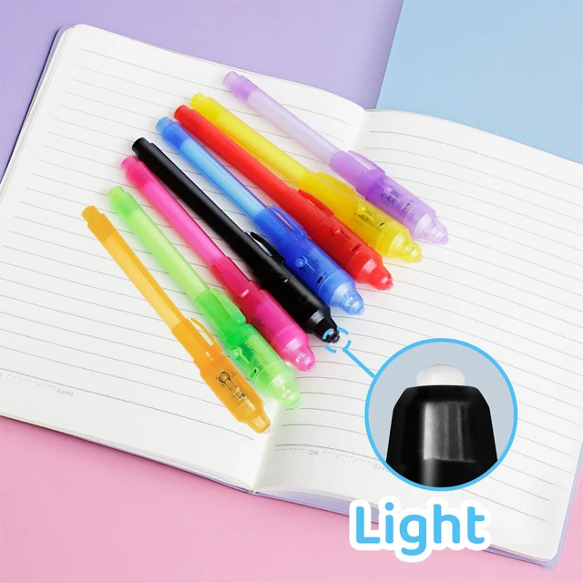 Alt view image 6 of 7 - 32 Pack Invisible Ink Pens with UV Light, 8 Colors Glow Secret Message Writing Detective Party Favors, Birthday Christmas Halloween Goodie Bag Stuffers Classroom Prizes School Supplies