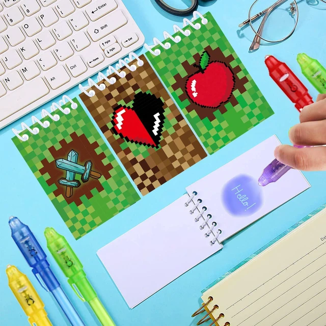 Alt view image 3 of 6 - 24 Pcs Pixel Theme party favors |12 invisible ink pen and 12 mini Notepads| Pixel Theme party Goodie Bag Stuffers, Classroom Prizes, party supplies