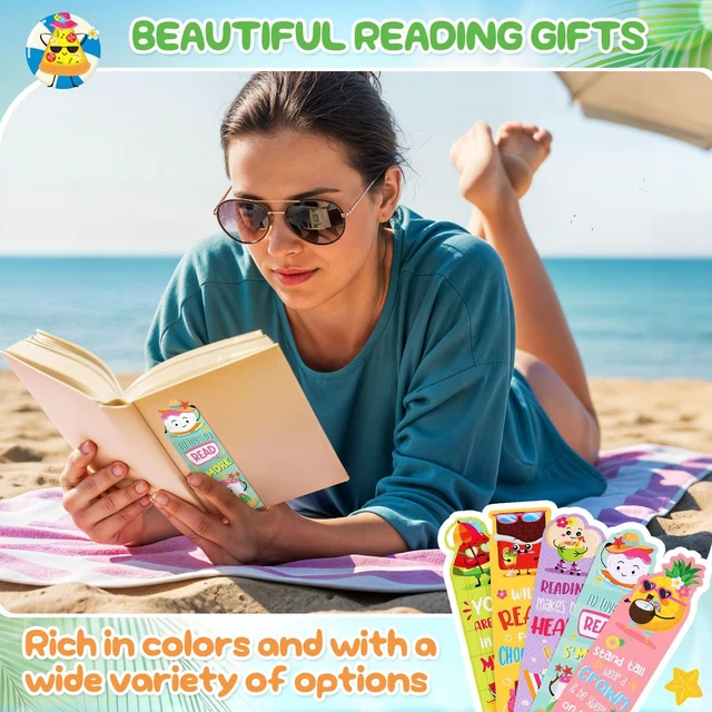 Alt view image 6 of 6 - 90 Pcs Summer Scratch and Sniff Scented Bookmark Fruit Food Theme | Fruit Theme Sayings Bookmarks Sayings Assorted Cute Scented Gifts for Learning Reading Rewards Food Read Lovers, 10 Styles