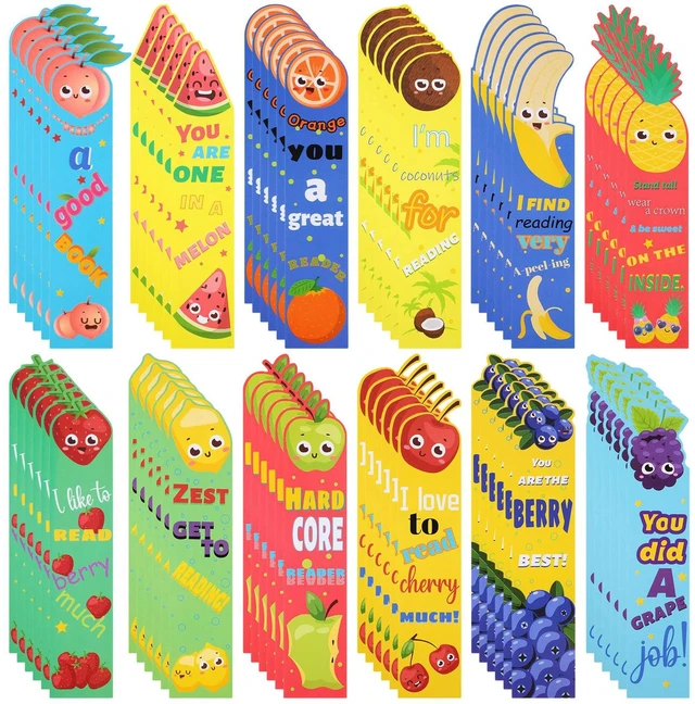 Main image of 72 Pcs Scented Bookmarks for Kids Scratch Sniff Bookmarks Bulk | Summer Fruit Smelly Bookmark for Classroom Back to School Reading Prizes Cute Students Rewards 12 Styles