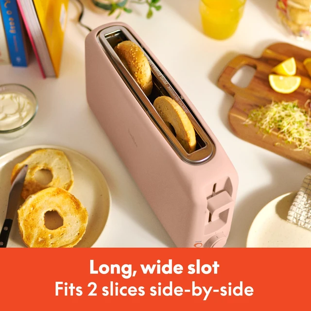 Alt view image 3 of 7 - Fits-Anywhere 2-Slice Slim Toaster, Long Slot & Extra Wide, Blossom