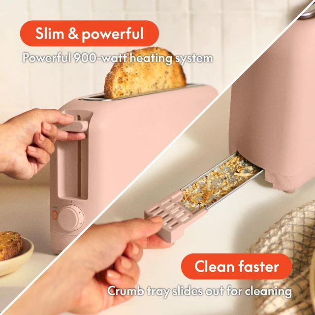 Alt view image 4 of 7 - Fits-Anywhere 2-Slice Slim Toaster, Long Slot & Extra Wide, Blossom