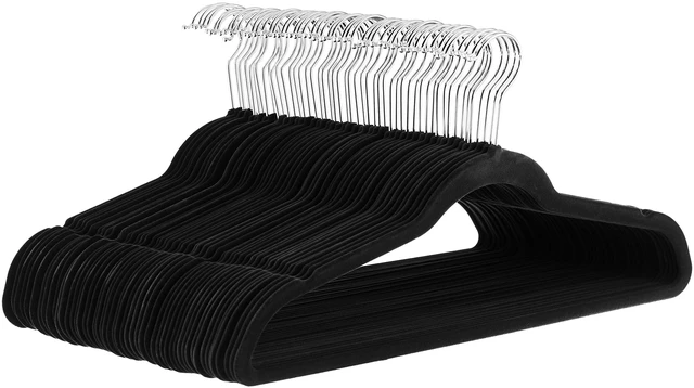 Main image of ViewSonic Slim Velvet Non-Slip Space Saving Suit Clothes Hangers, Closet Organizer, Black, 50-Pack