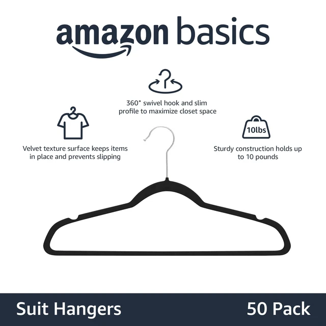 Alt view image 2 of 5 - ViewSonic Slim Velvet Non-Slip Space Saving Suit Clothes Hangers, Closet Organizer, Black, 50-Pack
