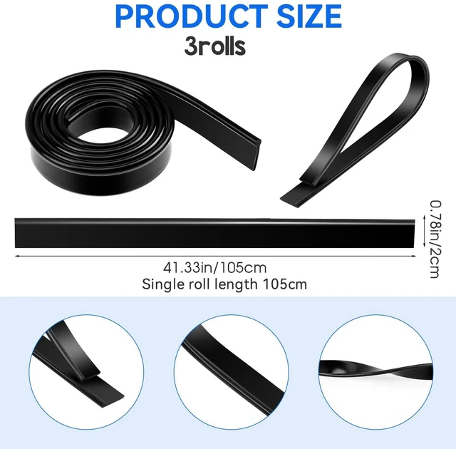 Alt view image 2 of 7 - 3 Rolls Squeegee Replacement Rubber Blades 41 Inch Silicone Black Blade for Glass Cleaning, Windows, Shower Doors - Scrubber Refill Head