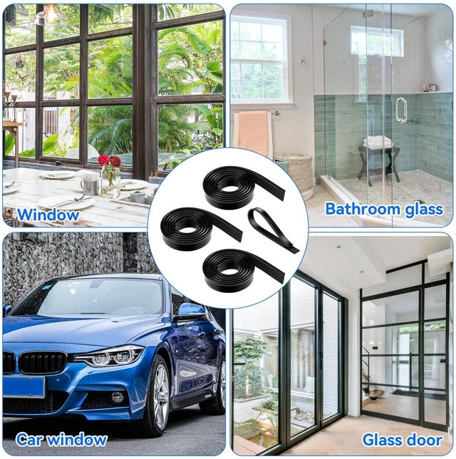 Alt view image 7 of 7 - 3 Rolls Squeegee Replacement Rubber Blades 41 Inch Silicone Black Blade for Glass Cleaning, Windows, Shower Doors - Scrubber Refill Head