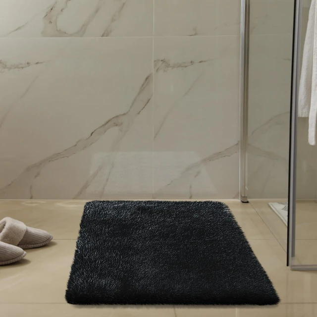 Alt view image 6 of 7 - 2x3 Area Rugs for Bedroom,Black Small Fluffy Shag Rug | Non-Shedding Fuzzy Rug ,Indoor Plush Carpet for Living Room Dorm Home Decor