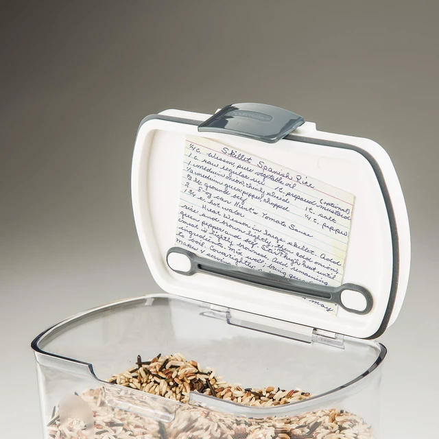 Alt view image 2 of 6 - 2.5-Quart Grain Storage Container with Hinged Lid, Clear BPA-Free, Airtight Seal, 5.5 x 7.65 x 7.25"