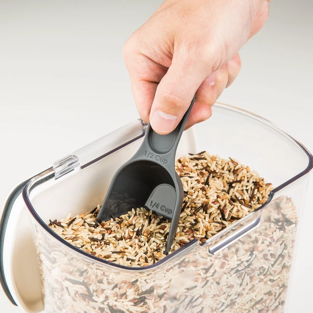 Alt view image 3 of 6 - 2.5-Quart Grain Storage Container with Hinged Lid, Clear BPA-Free, Airtight Seal, 5.5 x 7.65 x 7.25"