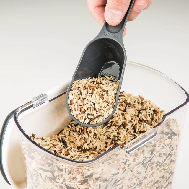 Alt view image 4 of 6 - 2.5-Quart Grain Storage Container with Hinged Lid, Clear BPA-Free, Airtight Seal, 5.5 x 7.65 x 7.25"