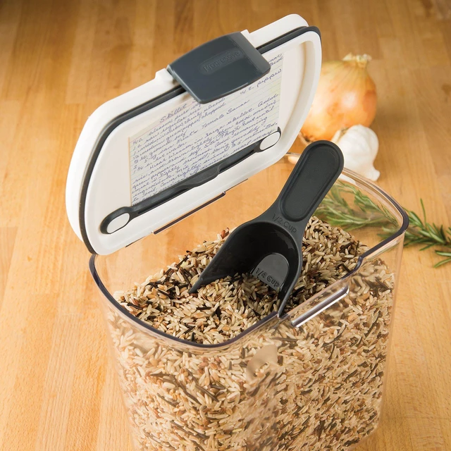 Alt view image 5 of 6 - 2.5-Quart Grain Storage Container with Hinged Lid, Clear BPA-Free, Airtight Seal, 5.5 x 7.65 x 7.25"