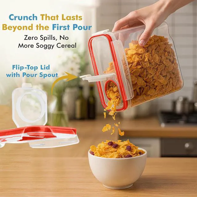 Alt view image 6 of 7 - 2 PC (2.5L / 15.4 Oz) Small Airtight Cereal Containers with Lids | BPA-Free Clear Plastic Storage Containers Space Saving Kitchen & Pantry Canisters for Rice, Dorms, RVs, Pasta, Sugar, Flour