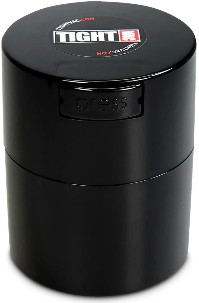 Main image of 1/2 to 3 Ounces Airtight Herb Storage Container - Patented Vacuum Seal, Storage for Herbs, Coffee, Tea, Spices, Dry Goods - Small Odor Resistant Container, Black