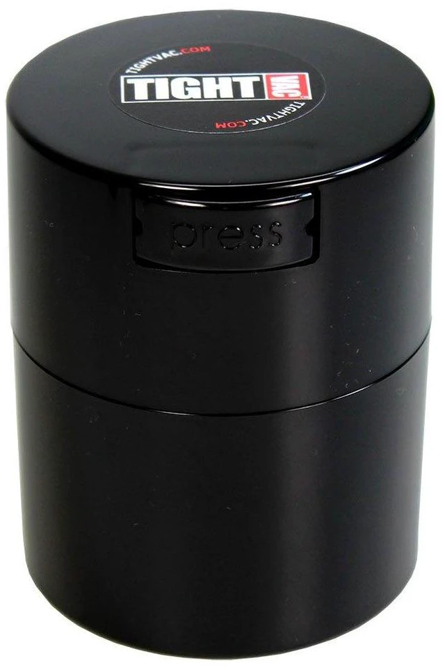 Alt view image 4 of 7 - 1/2 to 3 Ounces Airtight Herb Storage Container - Patented Vacuum Seal, Storage for Herbs, Coffee, Tea, Spices, Dry Goods - Small Odor Resistant Container, Black