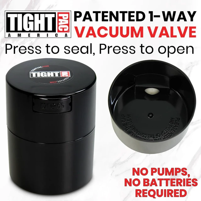 Alt view image 3 of 7 - 1/2 to 3 Ounces Airtight Herb Storage Container - Patented Vacuum Seal, Storage for Herbs, Coffee, Tea, Spices, Dry Goods - Small Odor Resistant Container, Black