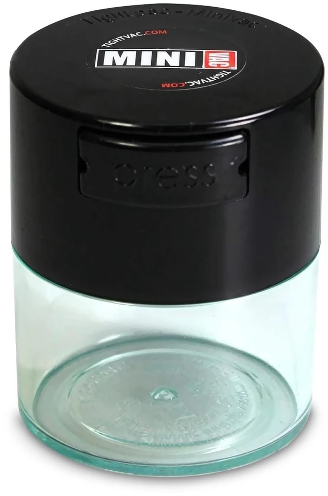 Main image of Portable Vacuum Sealed Airtight Container, Black/Clear | Vacuum Seal Container for Coffee, Tea, Herbs & Spices, Airtight, Portable, Travel-Ready, 10-30g