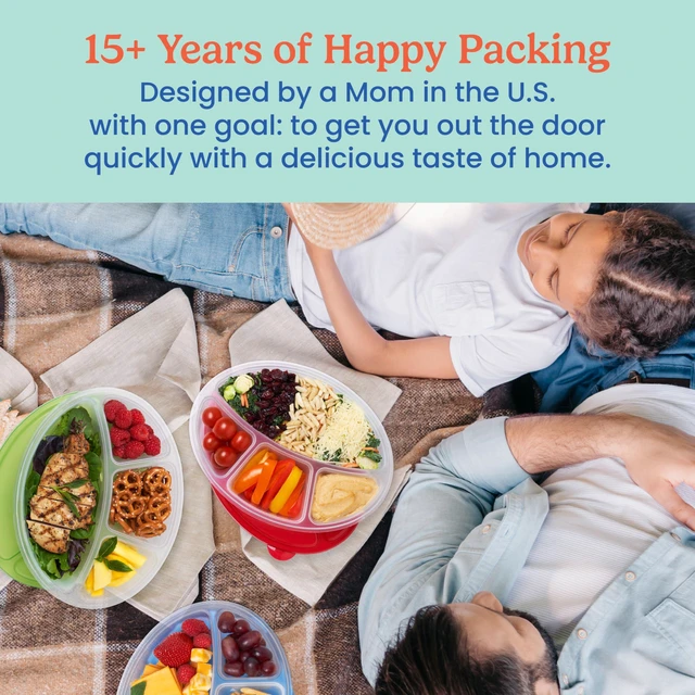 Alt view image 4 of 7 - Easyboxes Stackable 4-Compartment Oval Lunch Boxes, 8-Piece Set | Reusable, BPA-Free, Meal Prep, Patented Design, Microwave, Dishwasher & Freezer-Safe (Classic)