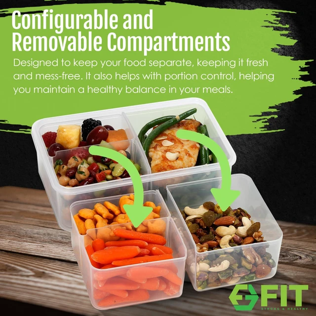 Alt view image 4 of 7 - Bento Box for Kids & Adults Reusable Lunch Containers, 3 Pack, Clear, 39 oz | 3 Compartment Food Storage Meal Prep Containers with Lids, Divided Snack Box, Dishwasher Freezer Microwave Safe, Leakproof