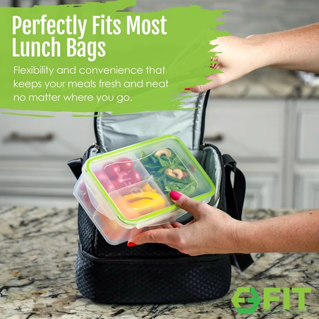 Alt view image 6 of 7 - Bento Box for Kids & Adults Reusable Lunch Containers, 3 Pack, Clear, 39 oz | 3 Compartment Food Storage Meal Prep Containers with Lids, Divided Snack Box, Dishwasher Freezer Microwave Safe, Leakproof