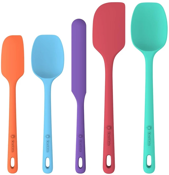 Main image of 5 Pieces Silicone Spatulas Set, Heat Resistant Rubber Spatula | Food Grade Silicone, Heat Resistant Up to 600°F, Upgrade Strong Handle, Safe for Nonstick Cookware,Ideal for Cooking & Baking