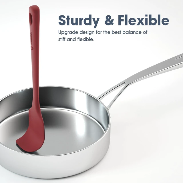 Alt view image 4 of 7 - 5 Pieces Silicone Spatulas Set, Heat Resistant Rubber Spatula | Food Grade Silicone, Heat Resistant Up to 600°F, Upgrade Strong Handle, Safe for Nonstick Cookware,Ideal for Cooking & Baking