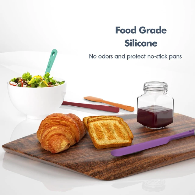 Alt view image 6 of 7 - 5 Pieces Silicone Spatulas Set, Heat Resistant Rubber Spatula | Food Grade Silicone, Heat Resistant Up to 600°F, Upgrade Strong Handle, Safe for Nonstick Cookware,Ideal for Cooking & Baking