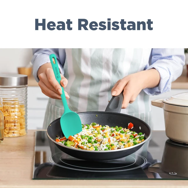 Alt view image 7 of 7 - 5 Pieces Silicone Spatulas Set, Heat Resistant Rubber Spatula | Food Grade Silicone, Heat Resistant Up to 600°F, Upgrade Strong Handle, Safe for Nonstick Cookware,Ideal for Cooking & Baking